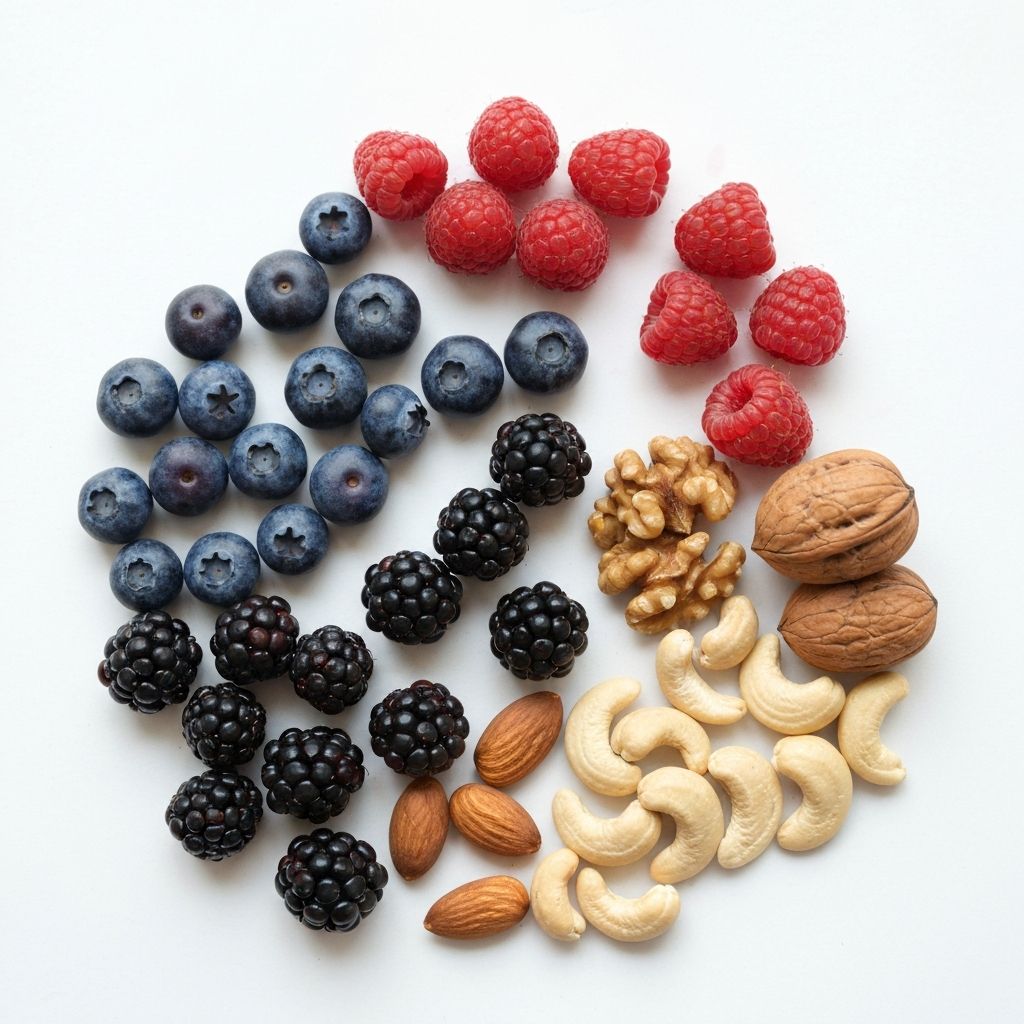 Frische Beeren und Nüsse